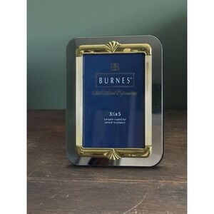 Burnes of Boston 3.5" x 5" Lacquer Brass Silver Photo Frame